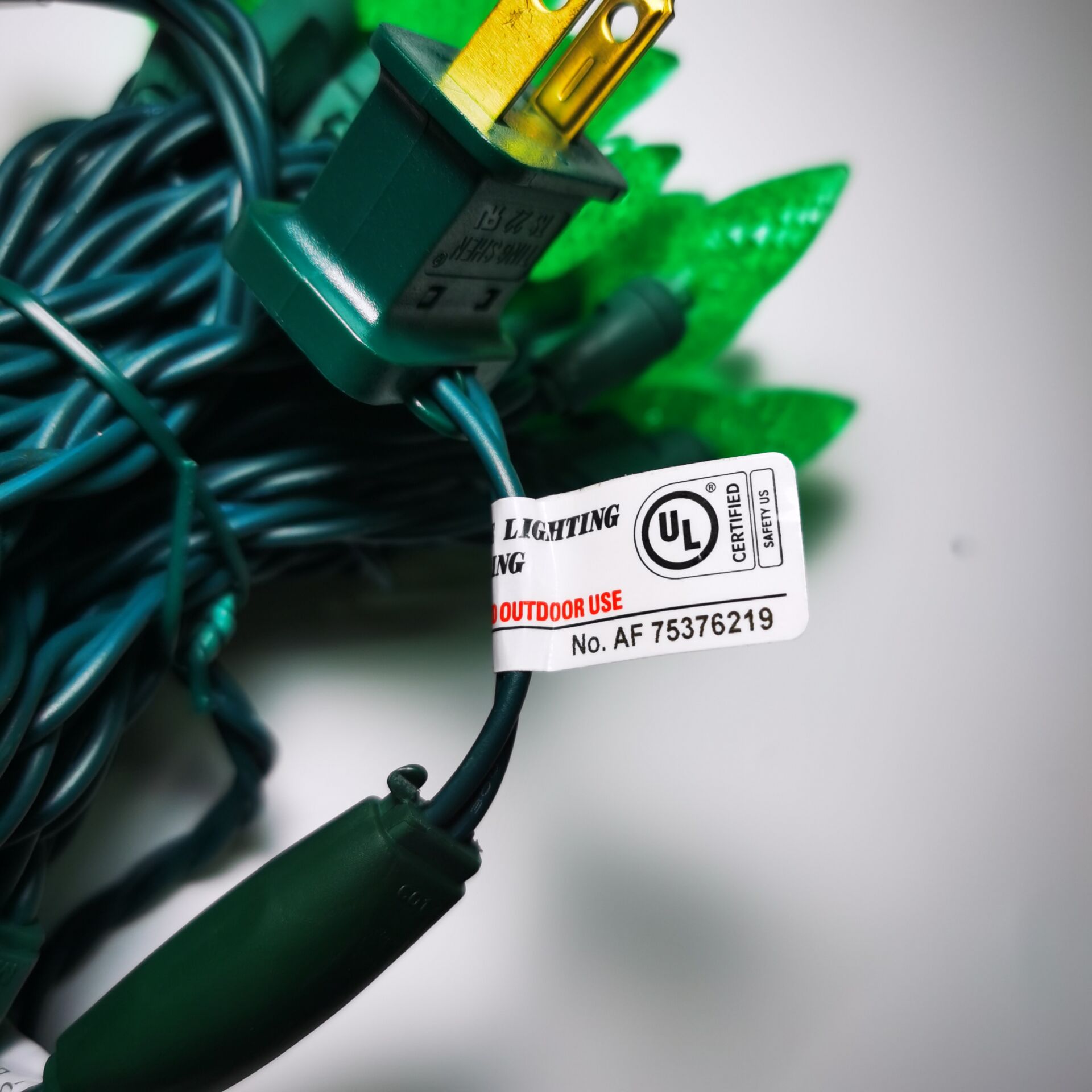 Cadena de luces LED verde fresa UL C6