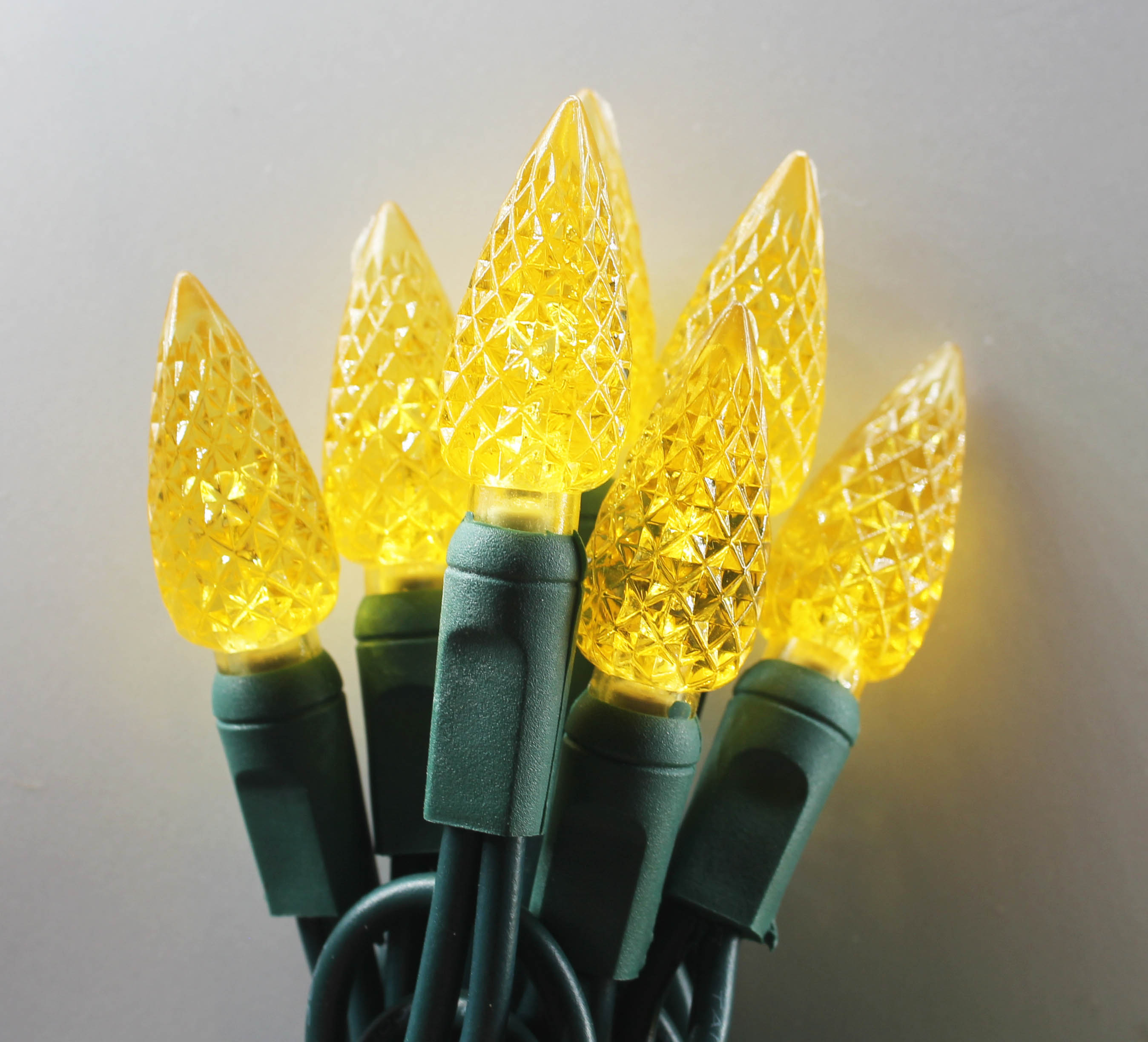 C6 Luces de cadena LED de fresa Luces navideñas amarillas UL