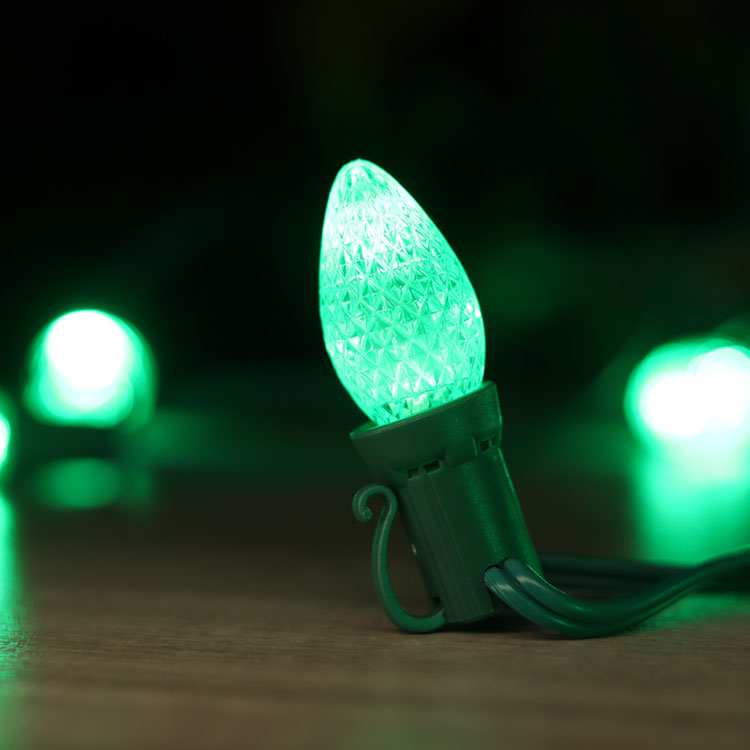 C7 Minleon LED Bombillas de repuesto Bombilla navideña verde UL impermeable al aire libre