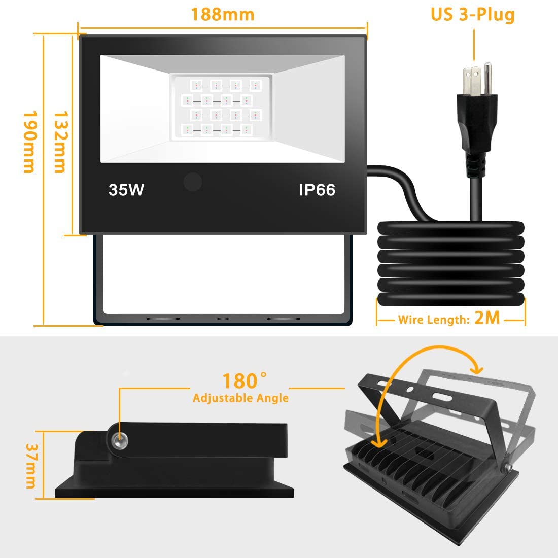 Luces de inundación LED RGB de 35W
