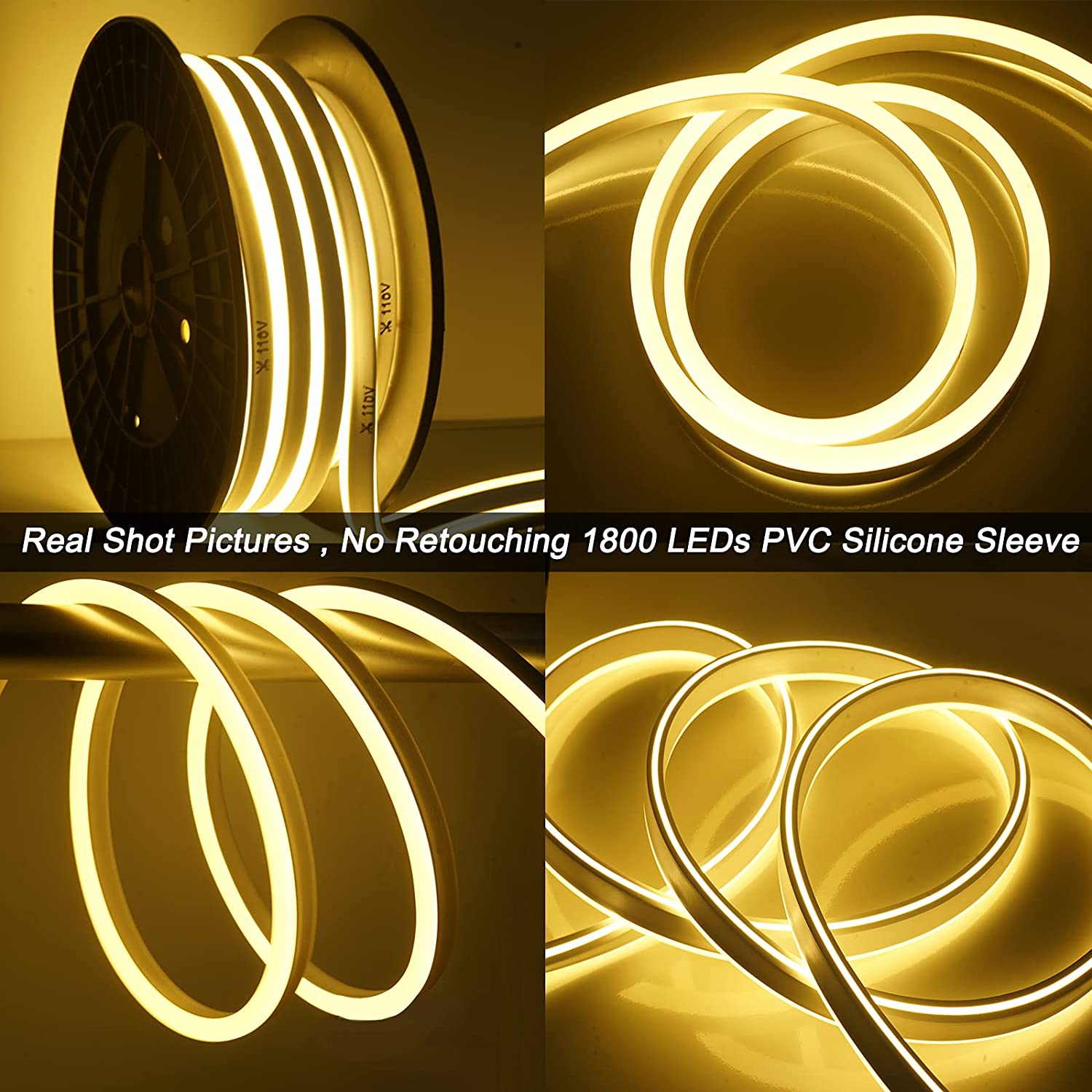 Luces de cuerda de neón LED de 110 V amarillas