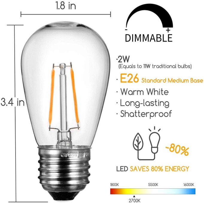 Bombillas LED de filamento S14 E26