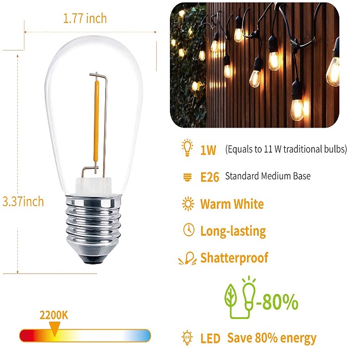 Bombillas LED de filamento S14 E26