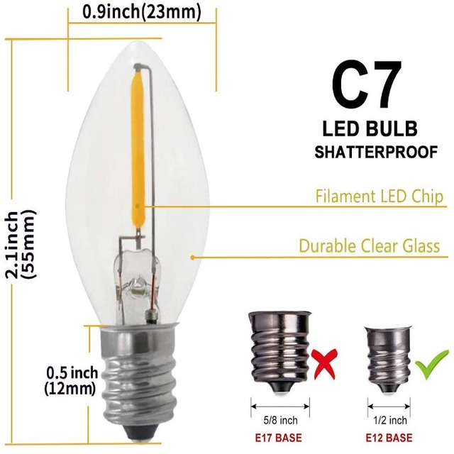 Bombillas LED de filamento C7 E12