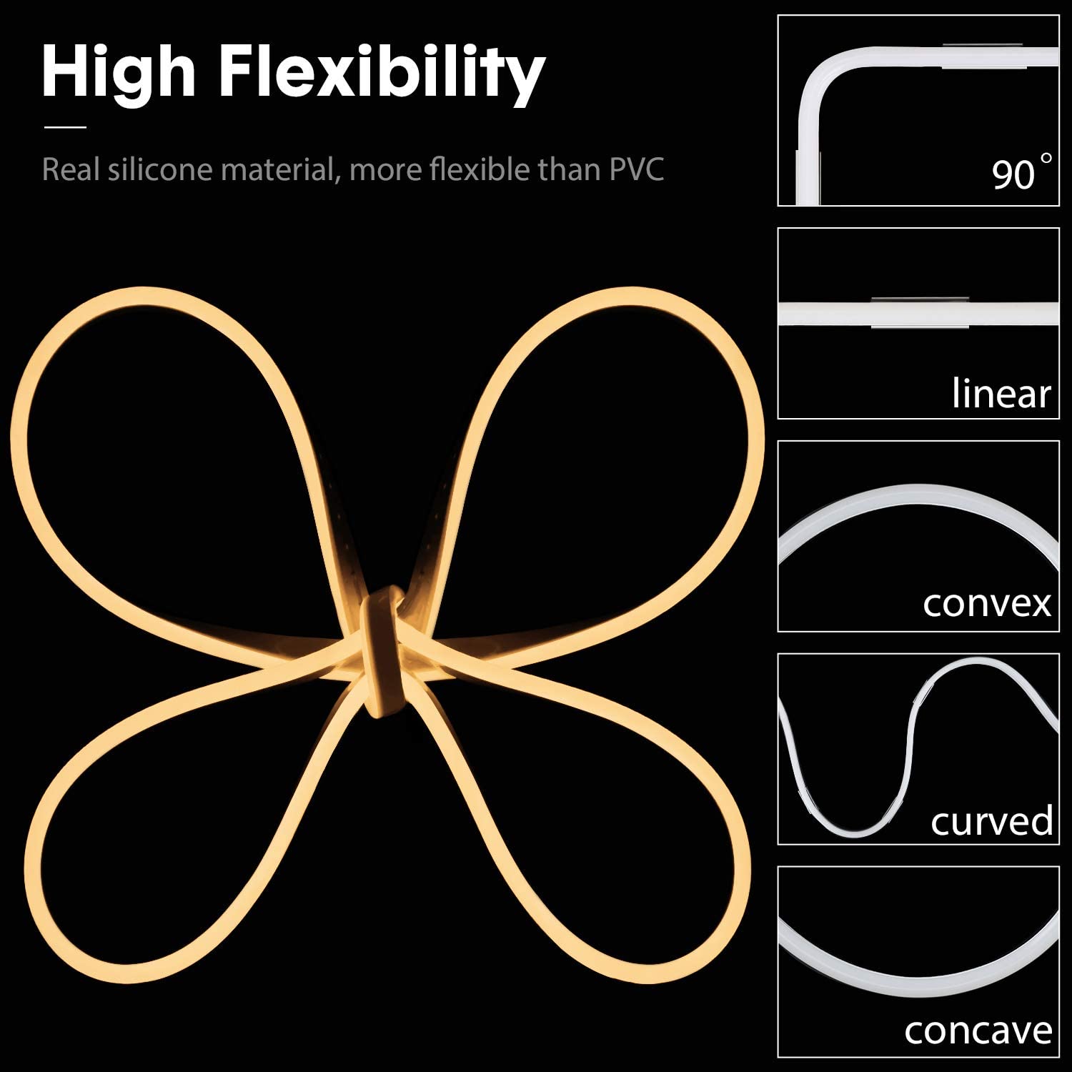 Cuerda de luz de neón blanca cálida de 12 V