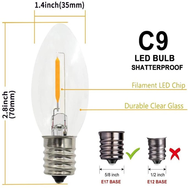 Bombillas LED de filamento C9 E17