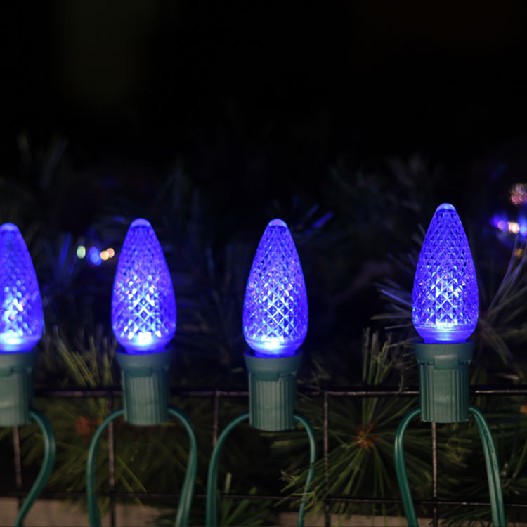 Bombillas de repuesto Minleon LED C9 UL impermeables de color azul 
