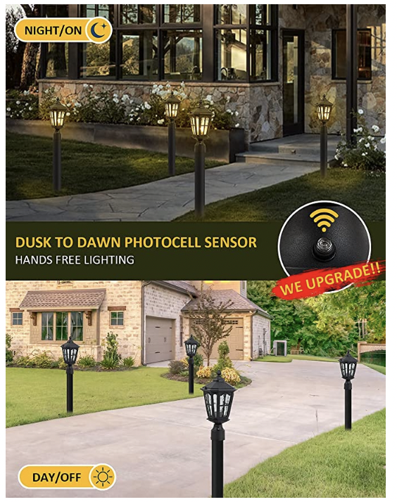 Luz de poste de anochecer a amanecer para exteriores con base de montaje en muelle de 3 pulgadas