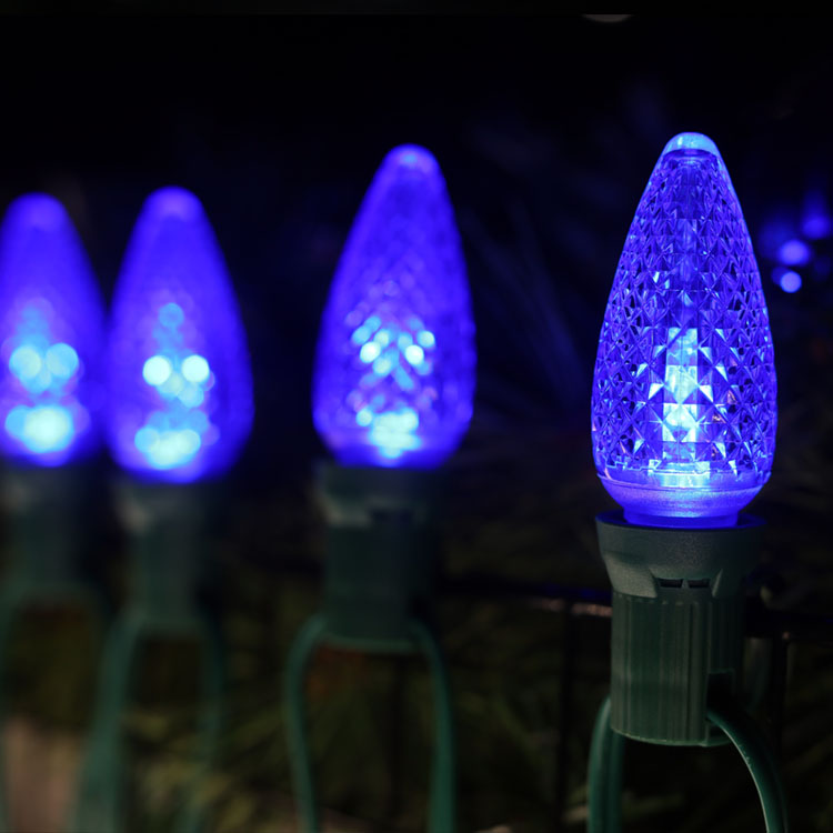 Bombillas de repuesto Minleon LED C9 UL impermeables de color azul 