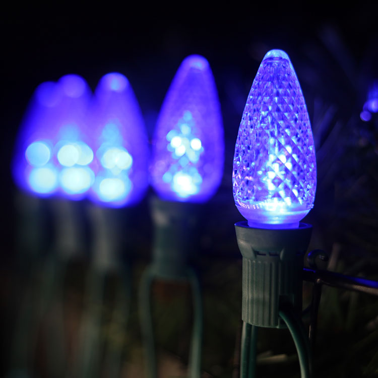 Bombillas de repuesto Minleon LED C9 UL impermeables de color azul 