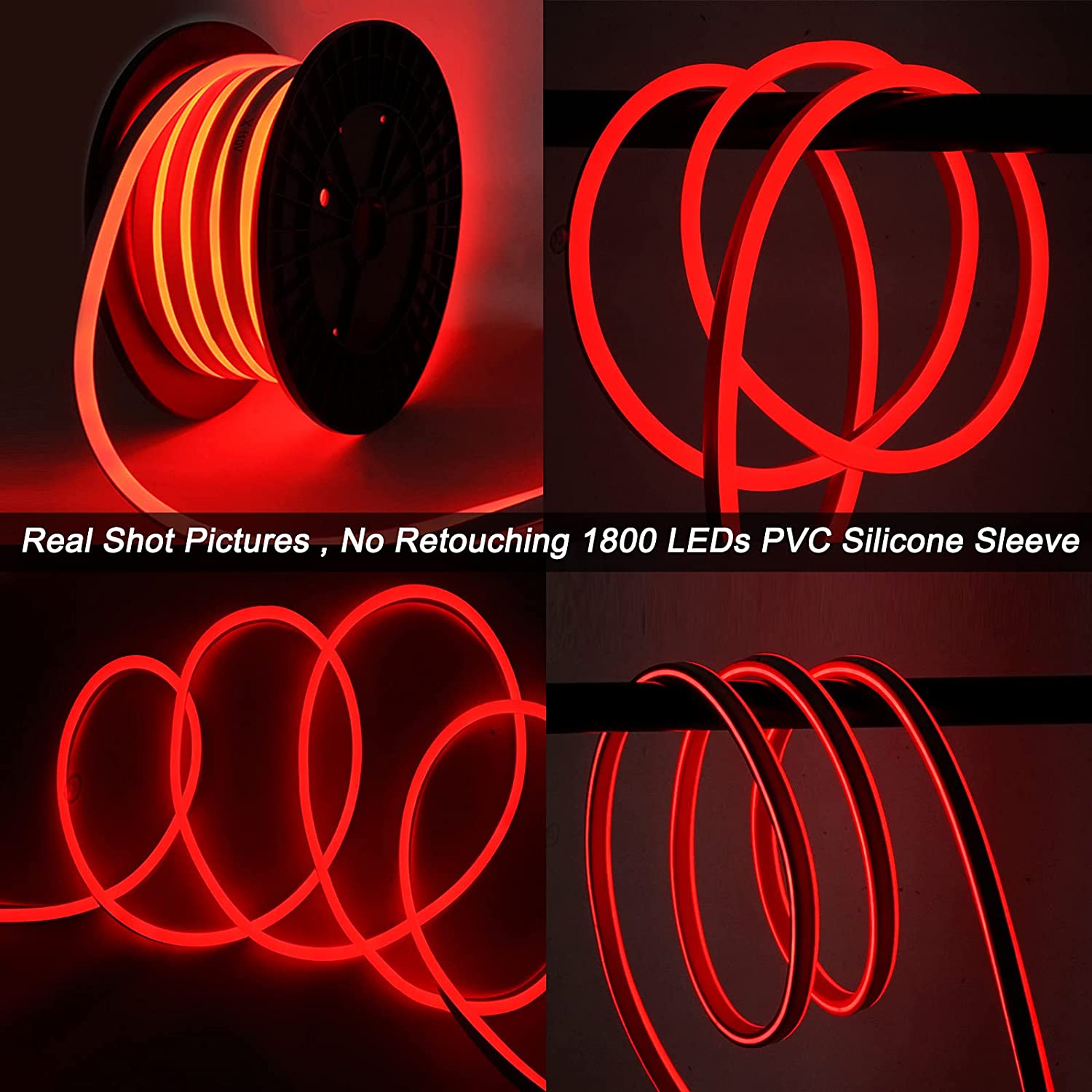 Luces de cuerda de neón LED rojo de 110V al aire libre