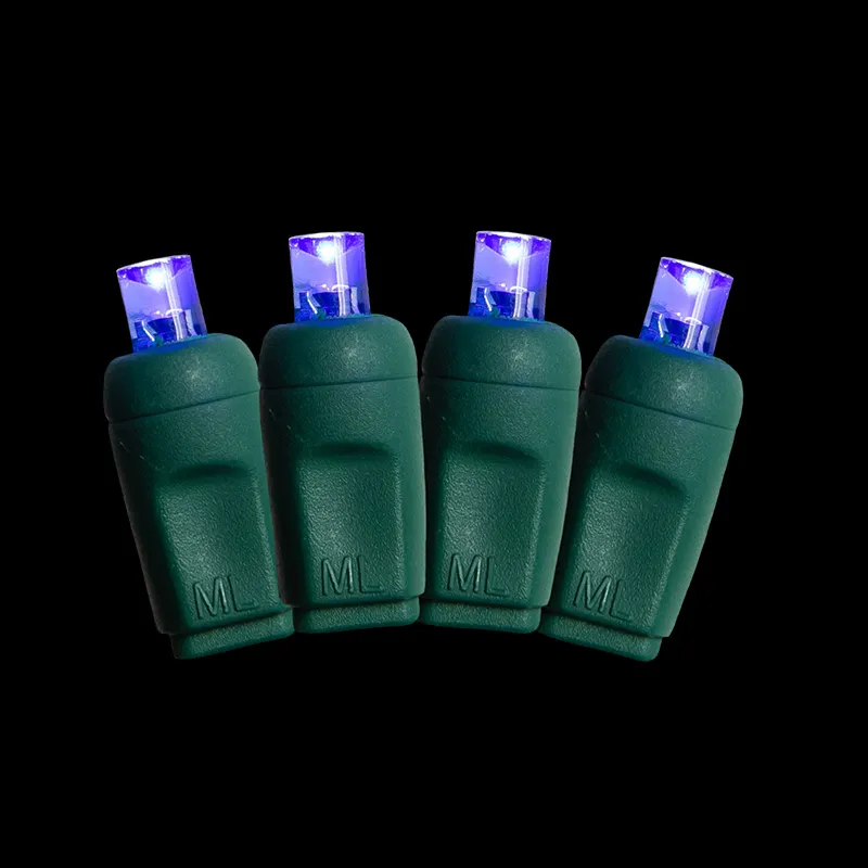 Guirnalda de luces navideñas coaxiales de 50L y 5MM con espaciado de 6 pulgadas, cordón azul y verde